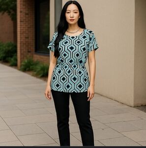 MICHAEL Michael Kors Geometric Short Sleeve Blouse